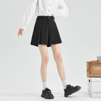 [1.5折价52元]唐狮夏季新款休闲短裤女薄款显瘦黑色裤子宽松西装裙裤百搭