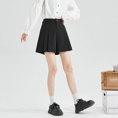 [1.5折价52元]唐狮夏季新款休闲短裤女薄款显瘦黑色裤子宽松西装裙裤百搭