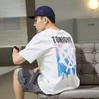 [1折价32.9元,叠加优惠券]唐狮夏季新款纯棉短袖T恤男潮背后印花宽松圆领打底衫半袖
