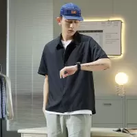 [1折价29.9元,叠加优惠券]唐狮夏季新款男衬衫贴袋翻领短袖衬衫男士休闲衬衣宽松上衣潮