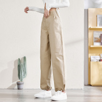 唐狮春新款休闲裤女宽松束脚抽绳日系复古直筒工装裤百搭长裤