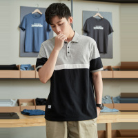 唐狮夏季男Polo衫短袖翻领拼接保罗衫潮流男装港风Polo上衣夏装