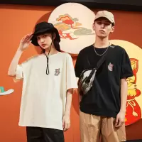 [100元任选3件]任选件唐狮夏季新款情侣装短袖T恤男国潮虎头图案本命半袖打底衫