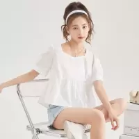 [1折价29.9元,叠加优惠券]夏季韩系娃娃衫唐狮新款宽松甜美a字衬衫女bm风白衬衫显瘦