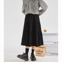 唐狮春季新款中长半身裙女高腰a字裙伞裙百搭显瘦长裙棉布裙