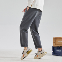 唐狮春夏季新款休闲裤男直筒灰色西裤宽松薄款潮流百搭港