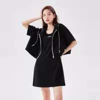 唐狮针织连衣裙女夏季新款打底T恤裙短袖连帽外套