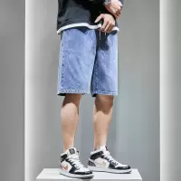 [1.5折价53.9元叠加优惠券]唐狮夏季新款男牛仔短裤韩版五分裤宽松潮牌薄款浅色牛仔