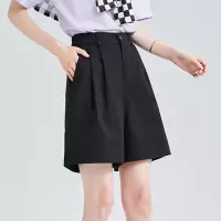 [3件8.5折84.9元,叠加优惠券]唐狮新款短裤女夏季休闲西装中裤薄款高腰卡其色宽松五分裤