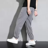 [200元任选3件]唐狮春夏新款休闲裤男束脚夏季薄款宽松垂感冰丝裤潮牌运动