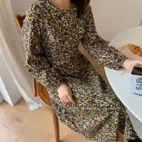 [1折价45.9元,叠加优惠券]唐狮碎花连衣裙女春秋新款韩版宽松长袖文艺风时尚中长裙子