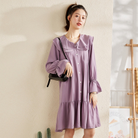 唐狮春秋新款长袖连衣裙女娃娃领甜美衬衫裙温柔风超仙公主裙子W