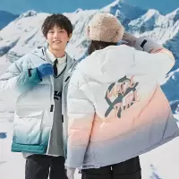 [2.5折价219.9元,叠加优惠券]唐狮新款情侣短款羽绒服魔术贴连帽渐变美式学院风男女面包服