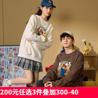 帕丁顿联名唐狮秋冬新款情侣卫衣学院风加绒圆领情侣装潮牌