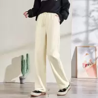 [2.5折价79元]唐狮秋季新款运动裤女休闲裤摇粒绒宽松直筒显瘦阔腿抽绳卫裤