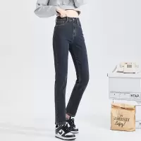 [8.5折价118.9元叠加优惠券]唐狮秋季新款牛仔裤女高腰显瘦显高烟管裤直筒九分裤黑色百搭