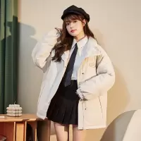 [1折价132.9元,叠加优惠券]唐狮羽绒服女冬季新款凯伊莱文联名一手长后背图案白色羽绒