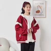 [1折价79.9元,叠加优惠券]唐狮秋冬季复合外套女新款韩版运动休闲风连帽拼接开衫上衣