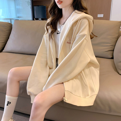 [8.5折价127.4元叠加优惠券]唐狮卫衣外套女春秋款休闲加绒上衣女士短外套秋装in潮
