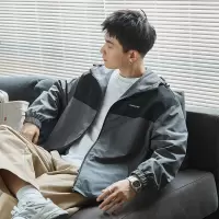 [1折价76.9元,叠加优惠券]唐狮棉服男冬季连帽撞色拼接棉袄棉衣外套男夹棉外套男