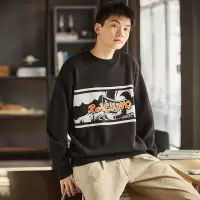 [1折价56.9元,叠加优惠券]唐狮男男针织衫男男毛衣男前胸图案圆领毛衫男士毛衣