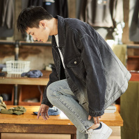 唐狮牛仔外套男牛仔衣外套男士牛仔外套渐变宽松牛仔外套男
