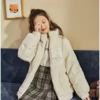 [3件8.5折118.2元,叠加优惠券]史努比联名唐狮秋冬新款外套女短款韩版加厚棉袄宽松百搭上衣潮
