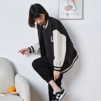 [2.5折价115元]唐狮春秋新款棒球服外套女短款冬韩版宽松in潮上衣美式炸街夹克