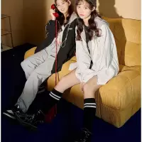 [1折价72.9元,叠加优惠券]唐狮秋季新款外套女假两连帽开衫卫衣休闲百搭宽松上衣潮