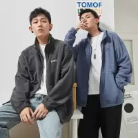 [3件8.5折84.9元,叠加优惠券]唐狮秋冬新款摇粒绒外套男加厚韩版潮流立领宽松休闲夹克时尚外套