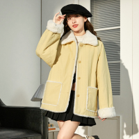 [2.5折价131元]唐狮秋冬新款翻领棉衣女甜美百搭宽松休闲冬季棉服外套加厚