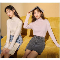 [2.5折价63元]唐狮秋新款毛织打底衫女内搭设计感小高领仿羊毛修身打底P