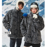 [2.5折价123元]唐狮外套男女同款女男式外套情侣同码满身提花加菲猫左胸小标冰岛绒外套男外套
