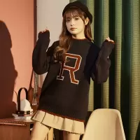 [3件8.5折84.9元,叠加优惠券]唐狮秋冬季新款情侣装毛衣男女同码宽松慵懒风外穿锈花针织衫