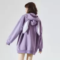 [1折价38.9元,叠加优惠券]唐狮连帽卫衣女春秋新款韩版宽松休闲兔耳朵帽子长袖外套上衣
