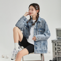 兔八哥联名款唐狮早春新款牛仔外套女设计感小众宽松潮酷