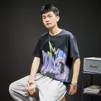 [3件8.5折50.9元,叠加优惠券]唐狮夏季新款纯棉短袖t恤潮休闲宽松圆领ins风打底衫半袖夏装