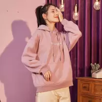 [1折价38.9元,叠加优惠券]唐狮春新款套头连帽卫衣女胸前印花字母大口袋宽松休闲