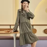 [3件8.5折110.4元,叠加优惠券]唐狮春夏新款长袖连衣裙女碎花韩版宽松森系外穿百褶潮流裙子