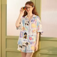 [3件8.5折127.4元,叠加优惠券]唐狮新款睡衣女兔八哥联名满印冰丝家居服凉感睡衣可外穿两