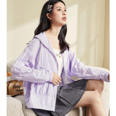 [2.5折价97元]唐狮防晒衣女新款时尚夏季防紫外线防晒服轻薄透气连帽短外套