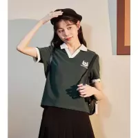 [3件8.5折59.4元,叠加优惠券]唐狮短袖polo衫女夏季新款t恤减龄好看学院内搭打底上衣