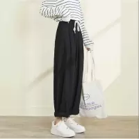 [3件8.5折110.4元,叠加优惠券]唐狮休闲裤女春夏新款高腰显瘦日系宽松萝卜直筒阔腿九分裤子