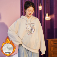 唐狮女款卫衣连帽卫衣女帕恰狗前胸印花连帽卫衣加绒卫衣女宽松卫衣