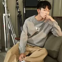 [1折价46.9元叠加优惠券]唐狮男圆领胸前图案毛衫男毛衣休闲潮流街头风青少