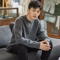 [1折价46.9元,叠加优惠券]唐狮(推荐)男圆领纯色毛衫男毛衣休闲潮流街头风青少年
