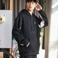 [2件8.8折]唐狮年秋季新款休闲运动男连帽拼接休闲卫衣卫裤男士