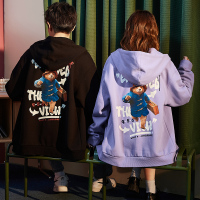 [2.5折价133元]唐狮秋冬新款加绒情侣卫衣帕丁顿联名开衫卫衣情侣装宽松连帽