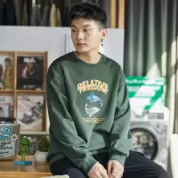 [3件8.5折93.4元,叠加优惠券]唐狮春秋季新款圆领卫衣男士大图案印花无帽衫上衣外套男潮牌