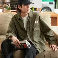 [3件8.5折161.4元,叠加优惠券]唐狮秋季新款外套男休闲翻领夹克男韩版宽松牛仔外套男士外套